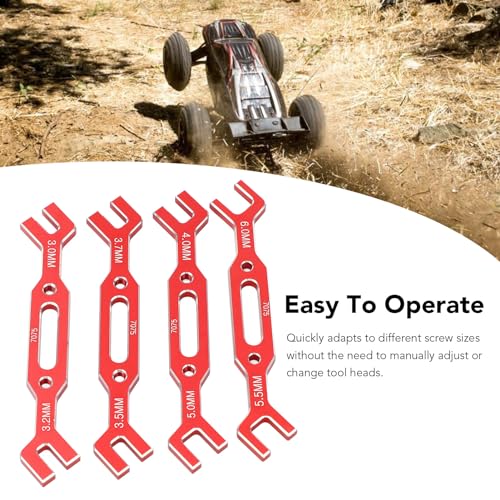 Yosoo Health Gear RC Ball Tie Rod Adjustment Wrench Set, 4PCS Aluminium Alloy Turnbuckle Nut Tool 3.0-6.0mm Sizes, for Car Crawler Drone Boat Repair (Red) - color: Red