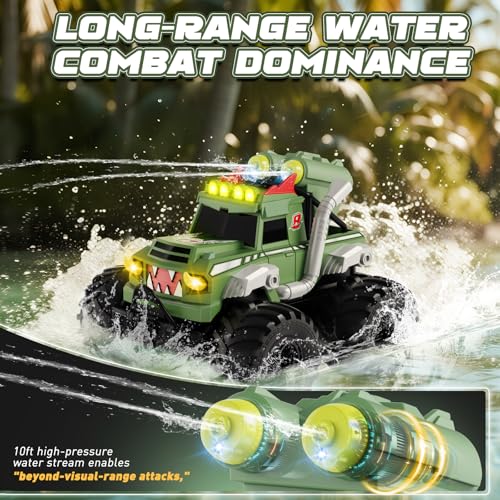 Remote Control Car, Waterproof Monster Truck Toys RC Cars for Boys, 1:18 Amphibious 4WD All Terrain Off-Road Pickup Toy Trucks, Christmas Birthday Gift Boys Girls Kids Ages 6 7 8-12 Years Old - color: Green