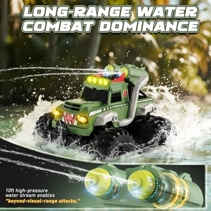 Remote Control Car, Waterproof Monster Truck Toys RC Cars for Boys, 1:18 Amphibious 4WD All Terrain Off-Road Pickup Toy Trucks, Christmas Birthday Gift Boys Girls Kids Ages 6 7 8-12 Years Old - color: Green