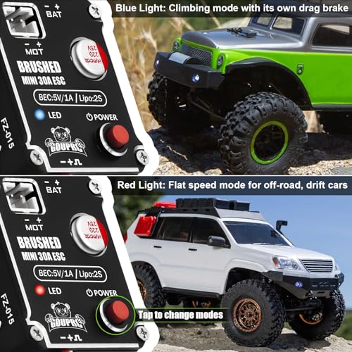 GOUPRC Brushed Mini ESC 30A with 50T Brushed Motor & Motor Mount Combo Kit for 1/24 Axial SCX24 AX24 RC Crawler Upgrades