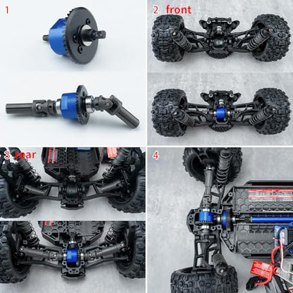 Front Centre Rear Complete Differential for Tra-xxas Mini Maxx 4WD | XRT VXL-3S Monster Truck 1:16 Upgrades Steel Aluminum 7075 Alloy - style: Front & Centre & Rear Complete Differential