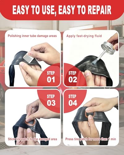 Bike Tire Repair Kit, Bicycle Inner Tube Puncture Patch Kits with 20 PCS Vulcanizing Patches, User Manual, Metal Rasp and Tire Lever, Bike Patch Kit for Mountain and Road Bike - style: Glue Version