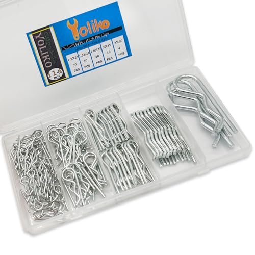 114 Pcs Hitch Pin Clip R Clips Retaining Pins Tractor Cotter Pin Hair Pin Assortment Spring Clip Retainer Pins Hitch Keeper Pins Kit for Dolly Pins/Trailer Pin Clips/Hand Ttruck Pin Replacement - size: Galvanized 114 pcs in 5 size