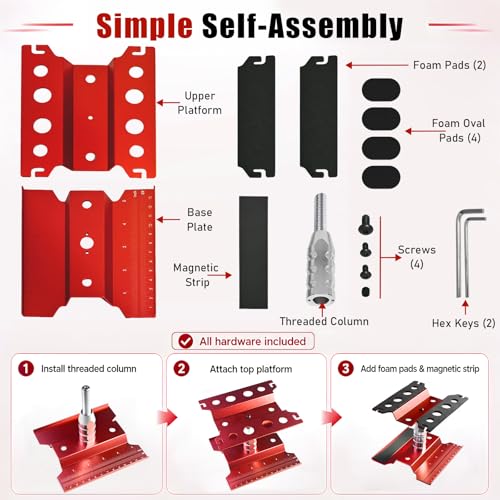 RC Car Repair Work Stand Lift Lower Adjustable Workstation Aluminum 360 Degree Rotation for 1/8 1/10 1/12 RC Car Traxxas Slash TRX4 Arrma Axial SCX10 Losi Redcat Wltoys RC Crawler Monster Truck Buggy - color: Lift Lower Red