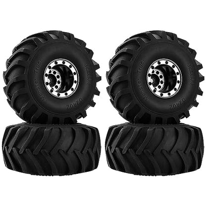 GLOBACT RC Monster Truck Wheel Tires 68 * 33mm for 1/24 SCX24 FCX24, Black - color: Black