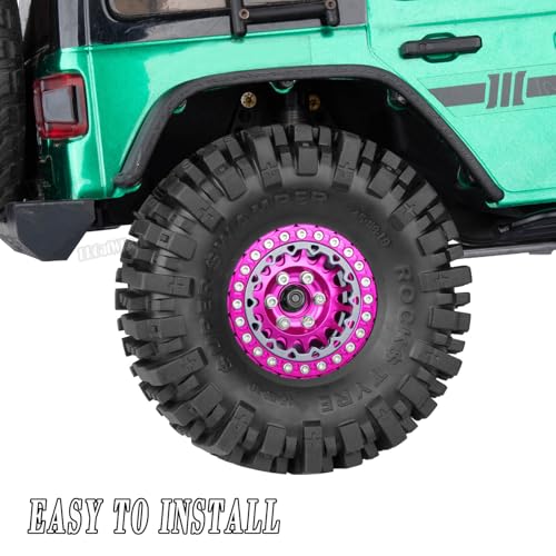 RC 1.9 Beadlock Wheels and Tires for 1/10 TRX4 TRX6 SCX10 SCX10 II 90046 SCX10 III AXI03007 SCX10 Pro Gen7/8 D90 VS4-10 MST CFX RC Crawler Car,4PCS Beadlock Rims 1.9 Wheel Tires,Pink - color: Pink - (1.9 Beadlock Wheels)
