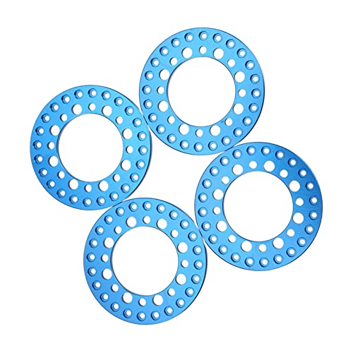 RC Wheel Rims, Lightweight Aluminum Beadlock Rings 1.9in Outer Rings 4Pcs for Off-Road Racing Hobbyists and 1/10 Scale RC Car Enthusiasts(Blue)