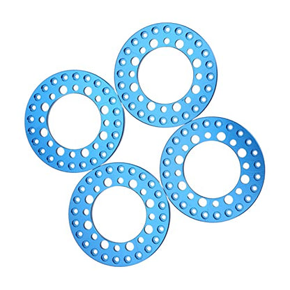 RC Wheel Rims, Lightweight Aluminum Beadlock Rings 1.9in Outer Rings 4Pcs for Off-Road Racing Hobbyists and 1/10 Scale RC Car Enthusiasts(Blue)