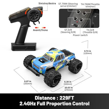 RC Cars 1:18 Scale 4WD Off-Road Fast Monster Truck, 36KPH High Speed Remote Control Car, Oil-Filled Shocks, Dual Body Shells, Portable for Outdoor Fun, 7.4V 1500mAh Batteries, 2.4GHz RC Truck