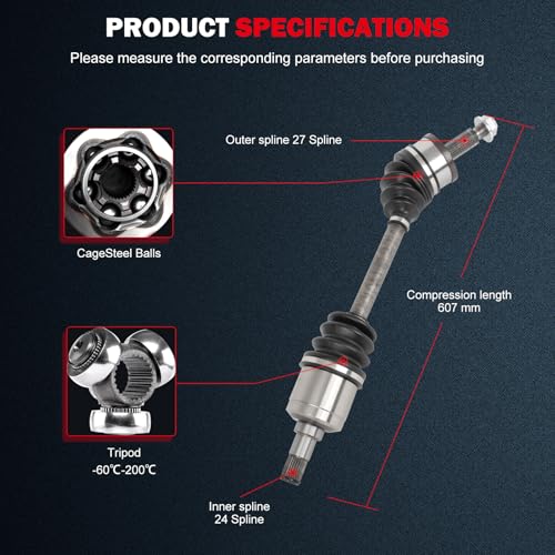 CCIYU CV Axle Shaft Assembly for Chrysler 300 2005-2023 & for Dodge | Charger / Challenger / Magnum 2005-2023 - Front Right - only with AWD - Replace# 66-3558 - size: 17-5818