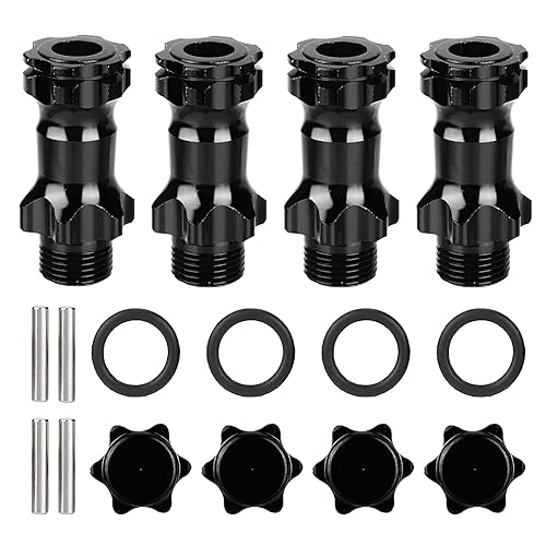 17mm Wheel Hex Hub RC Wheel Hex Drive Extension Hex Hub Adapter Wheel Hex Extension Wheel Hex Adapter for 1/8 Scale RC Cars Trucks and Upgrade Tires (Black) - color: Black