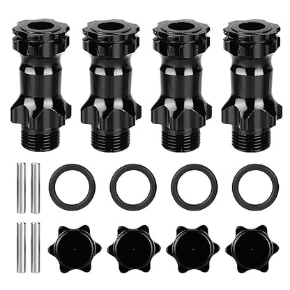 17mm Wheel Hex Hub RC Wheel Hex Drive Extension Hex Hub Adapter Wheel Hex Extension Wheel Hex Adapter for 1/8 Scale RC Cars Trucks and Upgrade Tires (Black) - color: Black