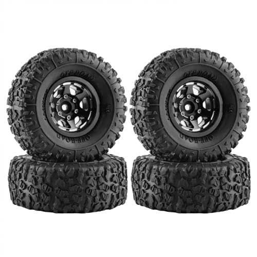 GLOBACT 1.3 Beadlock Wheel Tires -3.75mm for SCX24 AX24 TRX4M 1/18 1/24, BK - color: Black