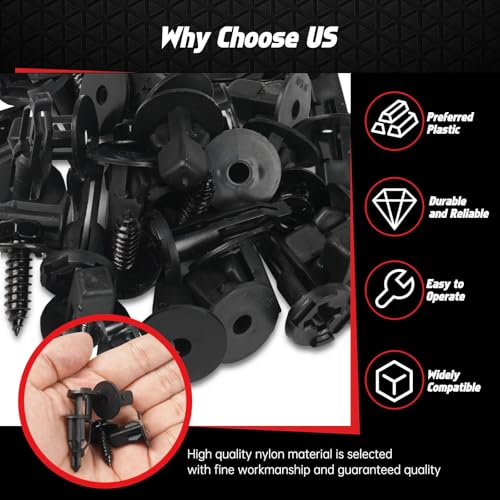 OTUAYAUTO 121PCS 4 in 1 Body Bumper Screw Bolts Fender Liner Clips | Replacement for Toyota Wheel Well Liner Retainers OEM 90159-60498, 52161-16010, 90189-06013, 90189-06065 - size: 120Pcs 4 Sizes Clips with 1 Remover for Toyota