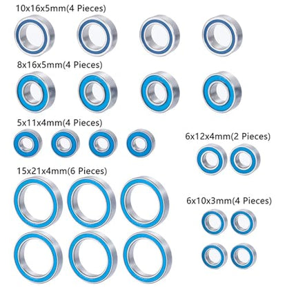 Double Rubber Seal for Axial for Yeti XL for RTR RC Crawler Car Upgrade Parts Ball Bearing 24PCS/Set Rubber Sealed Bearings