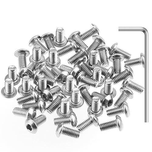 HELIFOUNER 100 Pieces M3 x 6mm, Thread Pitch 0.5mm, 304 Stainless Steel (18-8) Button Head Socket Cap Screws, Fully Threaded - size: M3 x 6mm