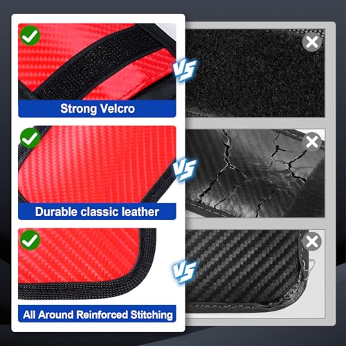 JUSTTOP 2-Pack Faraday Pouch for Car Keys, Faraday Key Fob Protector, 3.15"X5.12" Double-Layer Carbon Fiber Material Anti-Theft Faraday Bag | Car RFID Signal Blocking Holder (Red) - size: Small-Red