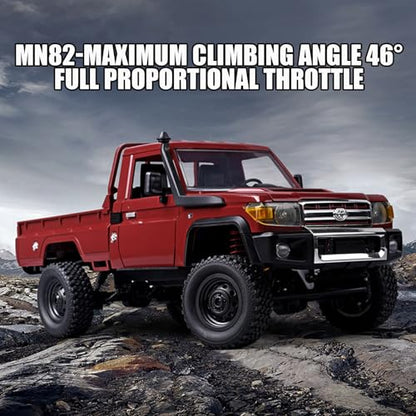 MN-82 1/12 Scale RC Rock Crawler Truck, 4x4 Off-Road Remote Control Car with 2.4GHz Remote & Dual 1200mAh Batteries - Ideal Gift for Birthday/Christmas/Halloween (Ages 8+)