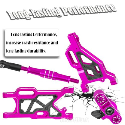 RC Upgrades Part for 1/8 Typhon 6s BLX,1/7 Felony Infraction 6S BLX Limitless,Front Rear Suspension A-Arms,Steering Blocks,Caster Block,Turnbuckles Camber Links w/25T Servo,Pink - color: Pink - (Rc Upgrades)