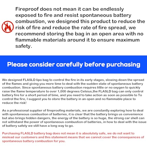 FLASLD 2-Pack Lipo Fireproof Bag Ebike Accessories Battery Charging Case Charge Explosionproof Bag Large Capacity Lipo Battery Storage Guard Safe Box (19.3 x 4.3 x 7in) - color: 19.3 x 4.3 x 7inch - 2 Pack