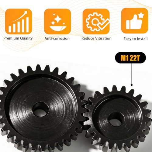 M1 Gear 22T 5mm Bore 3-Pack – High-Precision Hardened Steel Motor Pinion Gear for 1/8 1/10 RC Crawler, Monster Truck, Short Course Truck & Boat (Compatible with Traxxas Axial, FMS, HSP Redcat Losi) - style: M1 3Pcs 22T