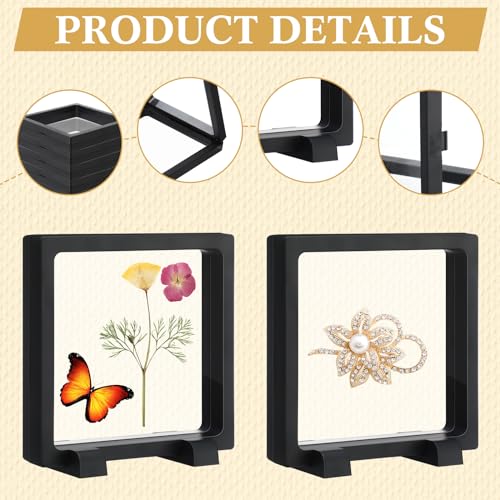 Harloon 12 Pcs 3D Floating Display Case Floating Frame Display Holder Stand Challenge Coin Jewelry Frame Box for AA Medallions Fossil Rock Gemstones Specimen(Black,4.3 x 4.3 x 0.8 Inch,Square Base) - color: Black, size: 4.3 x 4.3 x 0.8 Inch, style: Square