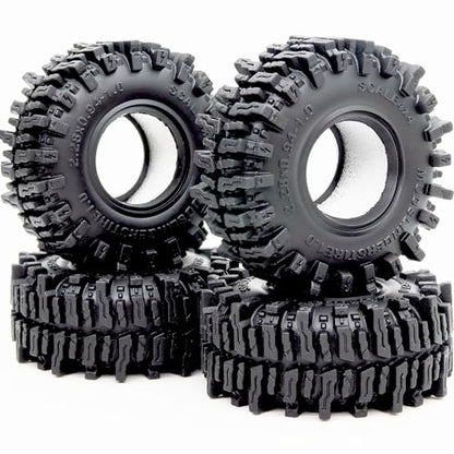 1.0 Crawler Tires 58mm Tall Mud Slingers 4-Pack Fit TRX4M SCX24 | Super soft sticky mud terrain 1.0'' tire tyre, premium upgrade replacement parts for 1/18 & 1/24 micro RC Crawlers Trucks - style: 1.0 Mud Slingers Tires-58mm Tall