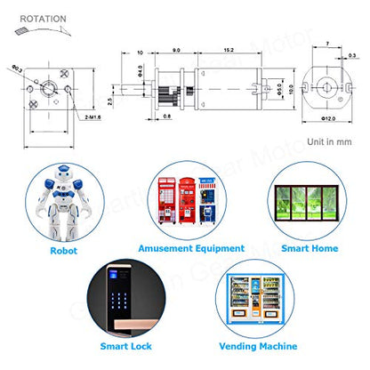 DC 3V 25RPM N20 High Torque Speed Reduction Motor with Metal Gearbox Motor for DIY RC Toys