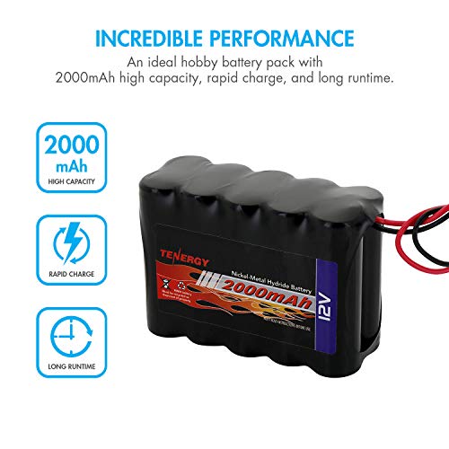 Tenergy 2 Pack 12V 2000mAh Battery Packs RC Battery w/Bare Leads for RC Airplanes, RC Car, DIY and More - size: 2 Pack