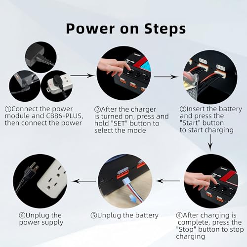 Radiolink CB86-PLUS RC Lipo Balance Smart Charger Discharger 8 Charging Ports 1S-6S 162W 6A with Power Supply Fast Charging, Battery Capacity Recovery Cycle Trickle for Li-Po/Li-Ion/Li-Fe/LiHV Battery