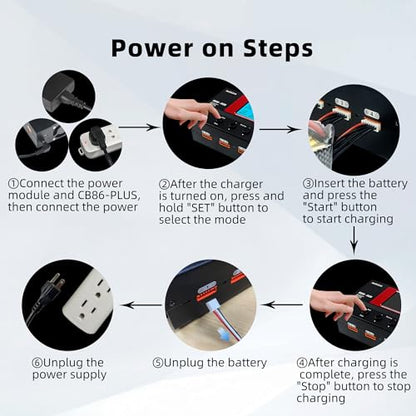 Radiolink CB86-PLUS RC Lipo Balance Smart Charger Discharger 8 Charging Ports 1S-6S 162W 6A with Power Supply Fast Charging, Battery Capacity Recovery Cycle Trickle for Li-Po/Li-Ion/Li-Fe/LiHV Battery