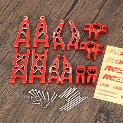 RCAWD Suspension Arm&Hub Set for Arrma Mojave Grom Losi 1/12 Scale RC Car | Front Upper and Front Lower Suspension Arms Replacement for ARRMA Mojave GROM Upgrade Parts