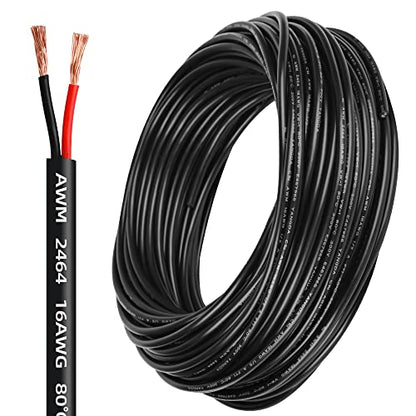 16 Gauge Wire 2 Conductor,16 AWG Electrical Wire Stranded PVC Cord Oxygen-Free Copper Cable,26FT 2 Core Pure Copper Flexible Cable Wire for LED Lamp Lighting Strips Automotive (16AWG-2C, 26FT)… - size: 26FT, style: 16AWG-2C