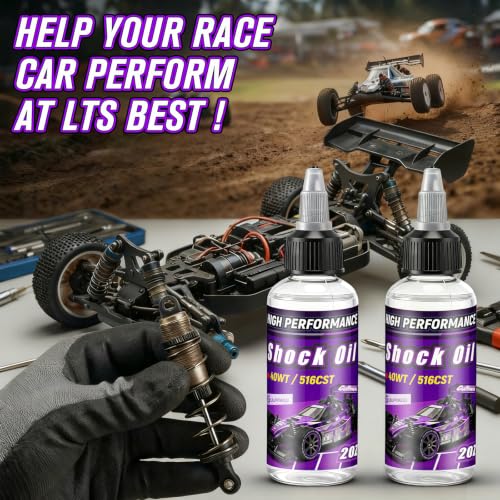 2 Bottles Racing Silicone Shock Oil 40WT 516CST | RC Car Shock Oil for Lubricating R/C Radio Controlled Cars and All Types of Vehicles, RC Shock Oil, Does Not Evaporate