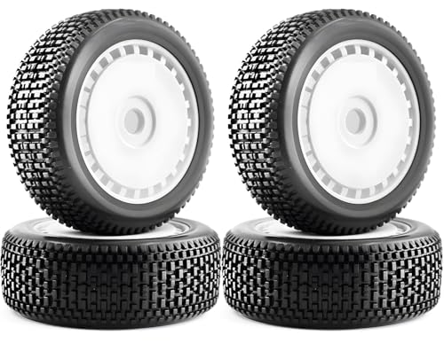 1/8 RC Off-Road Buggy Racing Tires and Wheels 17mm Hex RC Tires with Foam Inserts for ARRMA 1/8 Typhon 3S/6S Losi 8IGHT HSP Hyper HongNor FS Racing KYOSHO MP10 MP9 MP9e Neo.(4PCS/Set) - color: White