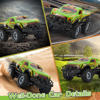Remote Control Cool Off-Road Vehicle Truck, 2.4GHz RC Car with LED Lights, 1:20 Scale Off-Road Vehicle, Red RC Truck,Remote Control car from a Long Distance,Gifts for Children (Green) - color: Green
