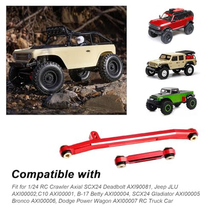 Hobbypark Aluminum Steering Rod Tie Links High-Tightening Linkage for Axial SCX24 Gladiator Bronco C10 JLU Deadbolt B17 1/24 RC Crawler (Red) - color: Red