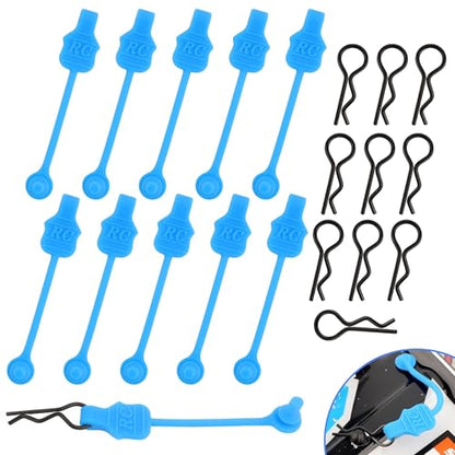10 Pieces 1.2mm RC Body Shell Clips Pin with Pull Tabs Compatible with All 1/10 1/12 Scale Traxxas Arrma Redcat Axial Losi HSP HPI Kyosho RC Car Truck Crawler Body Shell Upgrades(Blue) - color: Light Blue