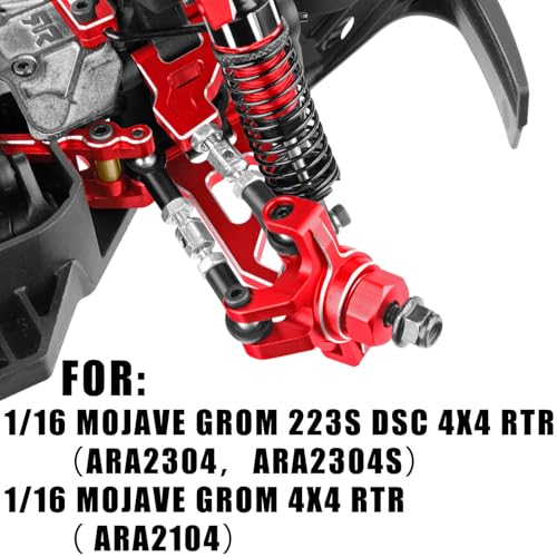 RC Suspension Arms Upgrades Parts for 1/16 Mojave Grom 223S DSC 4X4 RTR,1/16 Mojave Grom 4X4 RTR,Aluminum Front Rear Suspension A Arms Set Hops Up,Replace ARA330839+ARA330840,Red - color: Red(suspension Arms)