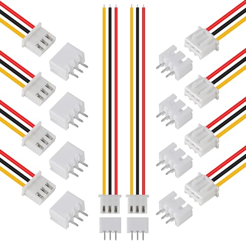 10Pairs JST-XH Connector Kit, XH 2.54mm 3 Pin Header Male and Female Connectors Plug Adapter with Flat Wire Cable 200mm 26AWG Compatible with JST XH (3P) - color: 3P