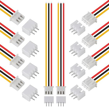 10Pairs JST-XH Connector Kit, XH 2.54mm 3 Pin Header Male and Female Connectors Plug Adapter with Flat Wire Cable 200mm 26AWG Compatible with JST XH (3P) - color: 3P