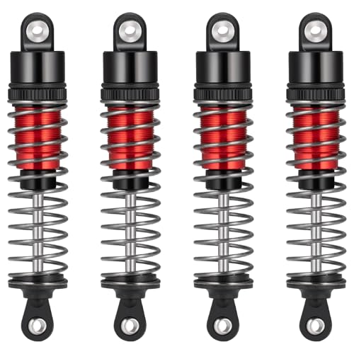 80mm Aluminum Shocks Threaded Tele Shock Absorber Damper Long Threaded Shock Absorber Oil Damper Compatible with TRX4 TRX6 Axial SCX10 D90 90046 1/10 RC Rock Crawler (Red-80MM) - color: Red-80MM
