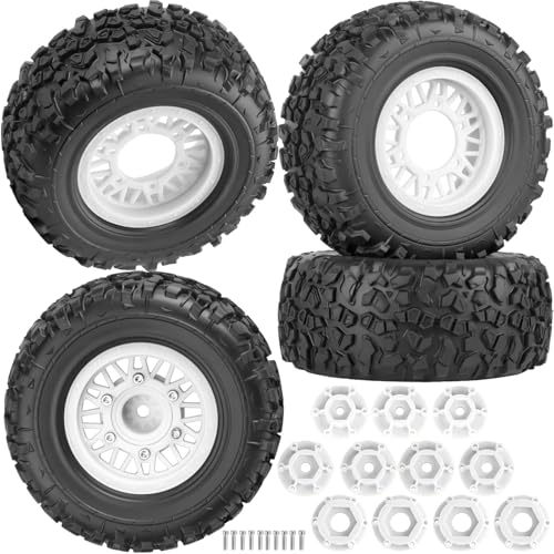 12mm/14mm/17mm Hex RC Truck Tires for Slash 2WD 4×4,Arrm a Senton,Axia1,Rc 4wd,Red cat,RC Short Course Truck Wheels and Tires,White - color: White - (12mm/14mm/17mm Hex)