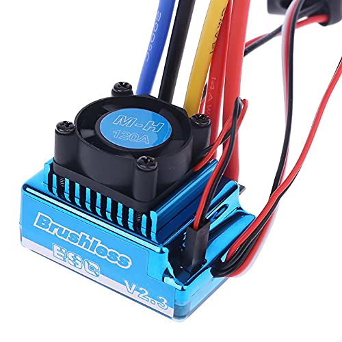 HUIOP 1/8 Car ESC, 120A Brushless Speed Controller ESC for 1/8 1/10 1/12 Car Crawler