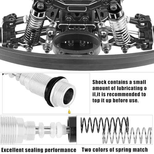 Upgrade Parts for 1/16 Mojave GROM 223S DSC 4X4 RTR,RC Shock& Arms&Drive Shaft CVD&Steering Knuckle Kit&Shock Tower&Adjustable Links&Steering Block&RC Gearbox&Sway Bar Kit,Black - color: Black(for 1/16)