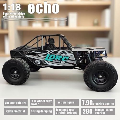 LDRC 18499 RC Climbing Car 1/18 Full Proportion Rc Offroad 4x4 Crawler Pipe Rack Vehicle Cars Model RTR (Blue) - color: Blue