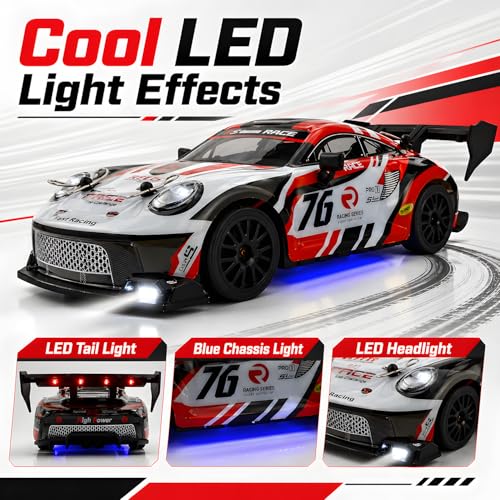 HTURCCOP RC Drift Car 1:24 2.4GHz with LED Light, Race Car Toys for Boy Girl 8-12 Years Old, Speed Adjustable 25Km/H,High Speed RC Racing Cars Perfect Toy Gift for Boys & Girls - color: Red