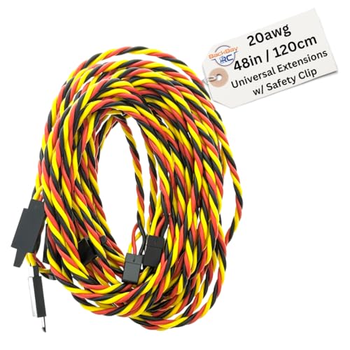 BackBayRC - 48in 20awg Male/Female w/Clip Universal Servo Extension - 5 Pack - style: 48in Male/Female Extension w/ Safety Clip