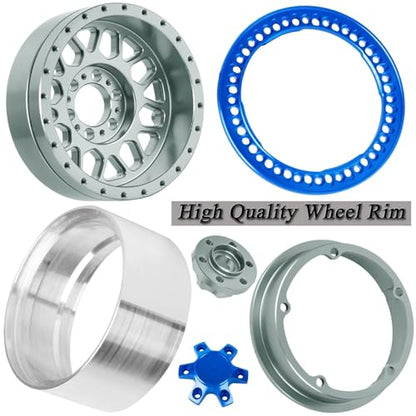 2.2 RC Wheels for 1/10 SCX10 90046 AXI03007 TRX4 TRX6 VS4-10 Gen7 Gen8 MST CFX D90,Aluminium RC Truck Tires Highway Tires 2.2" RC Wheels 2.2 Beadlock Wheel Rim RC Tires (135 * 55MM),Titanium - color: Titanium/4pcs