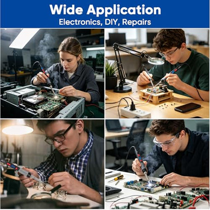 Soldering Iron Kit, 60W Soldering Tools with LCD Digital Display, 180°-500°C / 356°-932°F Adjustable Temperature, 5 Tips for Electronics Repair, Jewelry, DIY Projects